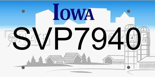 SVP7940 Iowa License Plate