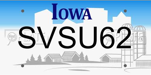 SVSU62 Iowa License Plate