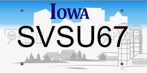 SVSU67 Iowa License Plate
