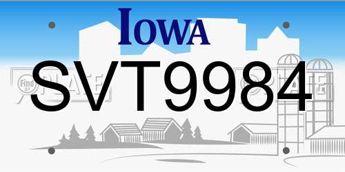 SVT9984 Iowa License Plate