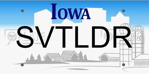 SVTLDR Iowa License Plate
