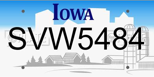 SVW5484 Iowa License Plate