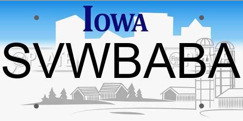 SVWBABA Iowa License Plate
