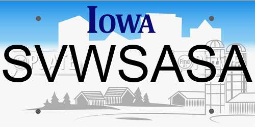 SVWSASA Iowa License Plate