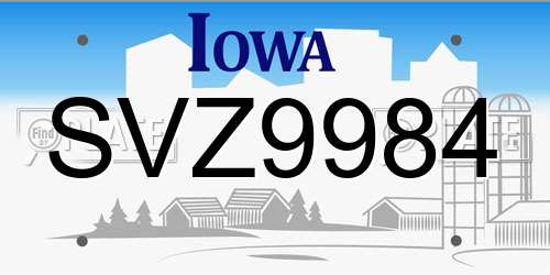 SVZ9984 Iowa License Plate