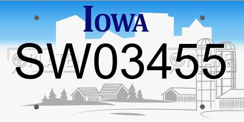 SW03455 Iowa License Plate