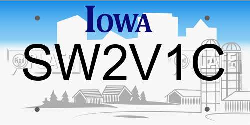 SW2V1C Iowa License Plate