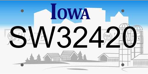 SW32420 Iowa License Plate