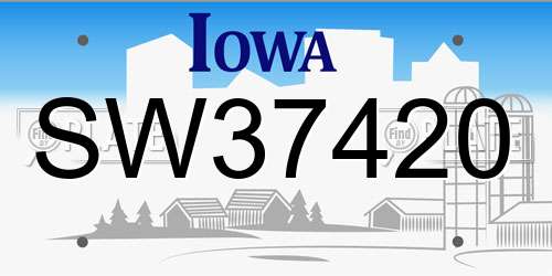 SW37420 Iowa License Plate