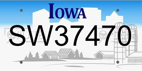 SW37470 Iowa License Plate