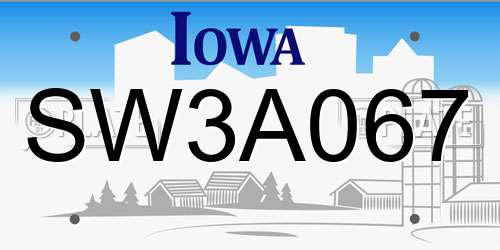 SW3A067 Iowa License Plate