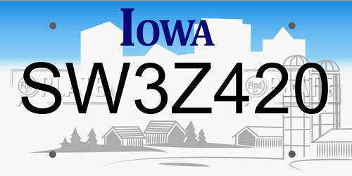 SW3Z420 Iowa License Plate