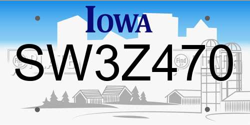 SW3Z470 Iowa License Plate