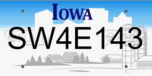 SW4E143 Iowa License Plate
