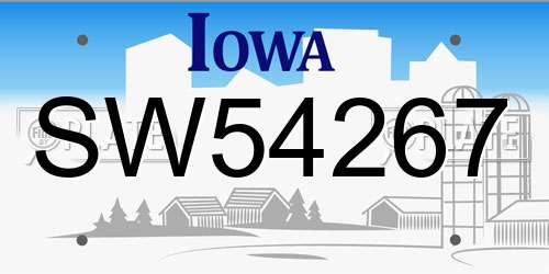 SW54267 Iowa License Plate