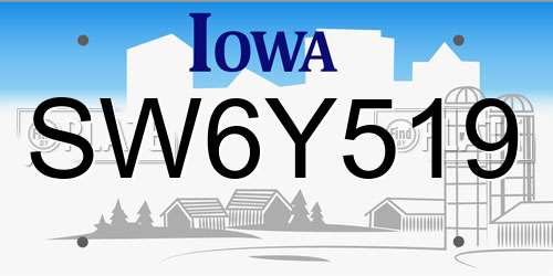 SW6Y519 Iowa License Plate