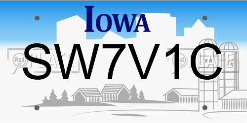 SW7V1C Iowa License Plate