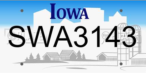SWA3143 Iowa License Plate