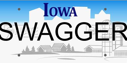 SWAGGER Iowa License Plate