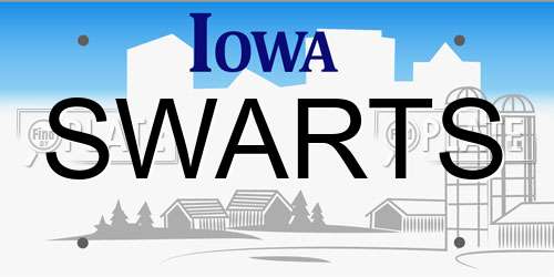 SWARTS Iowa License Plate