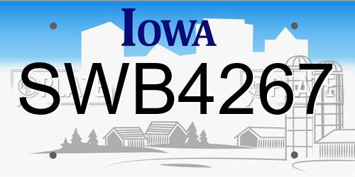 SWB4267 Iowa License Plate