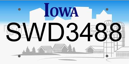 SWD3488 Iowa License Plate
