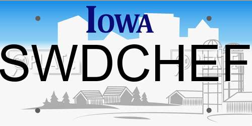 SWDCHEF Iowa License Plate