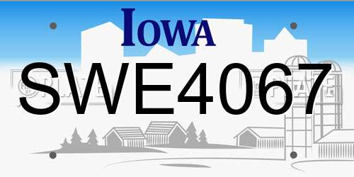 SWE4067 Iowa License Plate