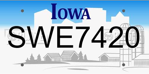 SWE7420 Iowa License Plate