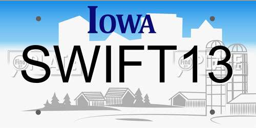SWIFT13 Iowa License Plate