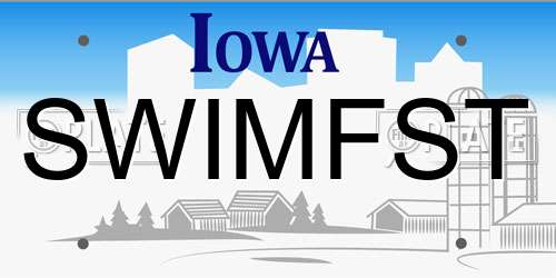 SWIMFST Iowa License Plate