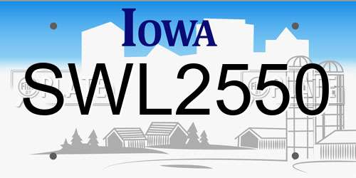 SWL2550 Iowa License Plate