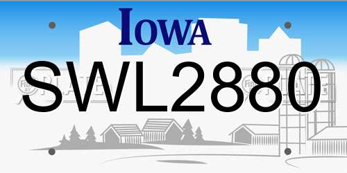 SWL2880 Iowa License Plate