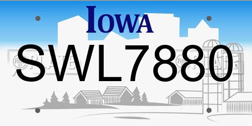 SWL7880 Iowa License Plate