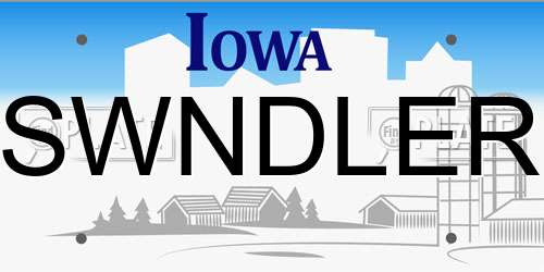 SWNDLER Iowa License Plate
