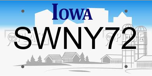 SWNY72 Iowa License Plate