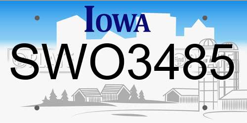 SWO3485 Iowa License Plate