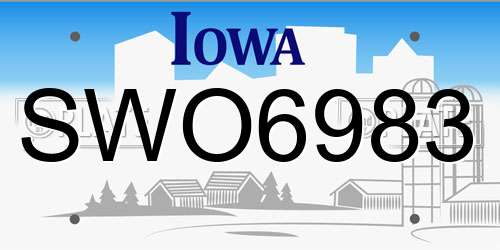 SWO6983 Iowa License Plate