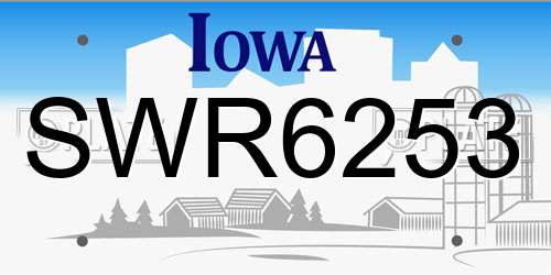 SWR6253 Iowa License Plate