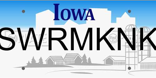 SWRMKNK Iowa License Plate