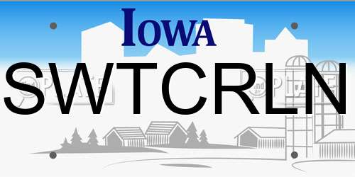 SWTCRLN Iowa License Plate