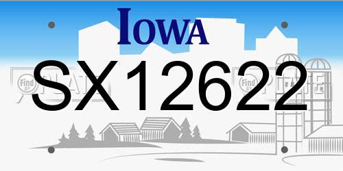 SX12622 Iowa License Plate