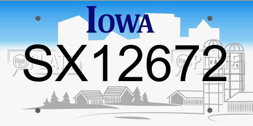SX12672 Iowa License Plate