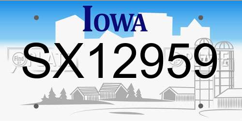SX12959 Iowa License Plate