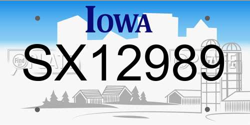 SX12989 Iowa License Plate