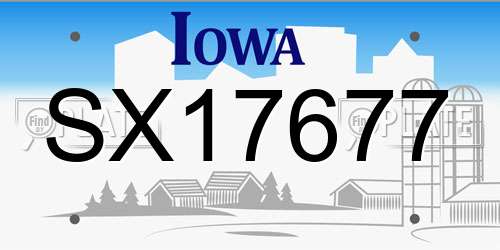 SX17677 Iowa License Plate