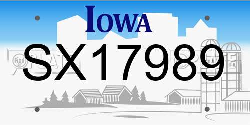 SX17989 Iowa License Plate
