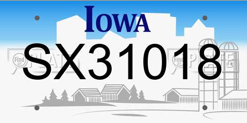 SX31018 Iowa License Plate