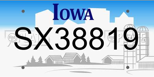 SX38819 Iowa License Plate