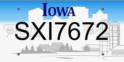 SXI7672 Iowa License Plate